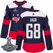 Women's Adidas Washington Capitals #68 Jaromir Jagr Authentic Navy Blue 2018 Stadium Series 2018 Stanley Cup Final Champions NHL Jersey