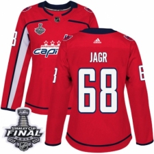 Women's Adidas Washington Capitals #68 Jaromir Jagr Authentic Red Home 2018 Stanley Cup Final NHL Jersey