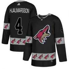 Men's Adidas Arizona Coyotes #4 Niklas Hjalmarsson Authentic Black Team Logo Fashion NHL Jersey