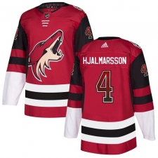 Men's Adidas Arizona Coyotes #4 Niklas Hjalmarsson Authentic Maroon Drift Fashion NHL Jersey