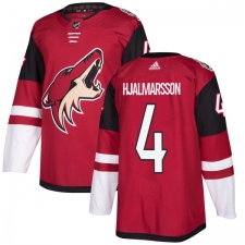 Men's Adidas Arizona Coyotes #4 Niklas Hjalmarsson Premier Burgundy Red Home NHL Jersey