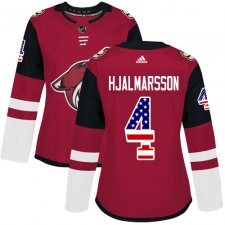 Women's Adidas Arizona Coyotes #4 Niklas Hjalmarsson Authentic Red USA Flag Fashion NHL Jersey