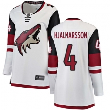 Women's Arizona Coyotes #4 Niklas Hjalmarsson Authentic White Away Fanatics Branded Breakaway NHL Jersey