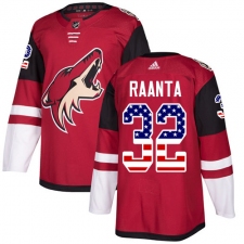 Men's Adidas Arizona Coyotes #32 Antti Raanta Authentic Red USA Flag Fashion NHL Jersey