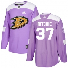 Youth Adidas Anaheim Ducks #37 Nick Ritchie Authentic Purple Fights Cancer Practice NHL Jersey
