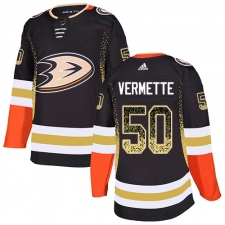 Men's Adidas Anaheim Ducks #50 Antoine Vermette Authentic Black Drift Fashion NHL Jersey