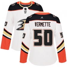 Women's Adidas Anaheim Ducks #50 Antoine Vermette Authentic White Away NHL Jersey