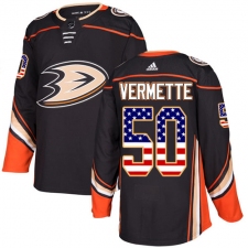 Youth Adidas Anaheim Ducks #50 Antoine Vermette Authentic Black USA Flag Fashion NHL Jersey