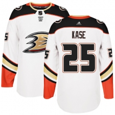 Men's Adidas Anaheim Ducks #25 Ondrej Kase Authentic White Away NHL Jersey