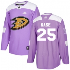 Youth Adidas Anaheim Ducks #25 Ondrej Kase Authentic Purple Fights Cancer Practice NHL Jersey