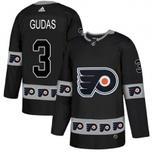 Men's Adidas Philadelphia Flyers #3 Radko Gudas Authentic Black Team Logo Fashion NHL Jersey
