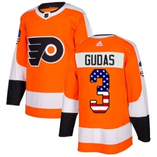 Men's Adidas Philadelphia Flyers #3 Radko Gudas Authentic Orange USA Flag Fashion NHL Jersey