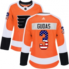 Women's Adidas Philadelphia Flyers #3 Radko Gudas Authentic Orange USA Flag Fashion NHL Jersey