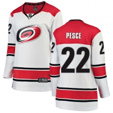 Women's Carolina Hurricanes #22 Brett Pesce Authentic White Away Fanatics Branded Breakaway NHL Jersey