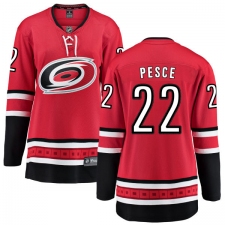 Women's Carolina Hurricanes #22 Brett Pesce Fanatics Branded Red Home Breakaway NHL Jersey