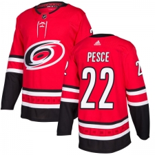 Youth Adidas Carolina Hurricanes #22 Brett Pesce Premier Red Home NHL Jersey