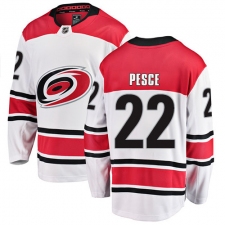 Youth Carolina Hurricanes #22 Brett Pesce Fanatics Branded White Away Breakaway NHL Jersey