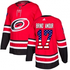 Men's Adidas Carolina Hurricanes #17 Rod Brind'Amour Authentic Red USA Flag Fashion NHL Jersey