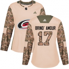 Women's Adidas Carolina Hurricanes #17 Rod Brind'Amour Authentic Camo Veterans Day Practice NHL Jersey
