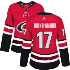 Women's Adidas Carolina Hurricanes #17 Rod Brind'Amour Authentic Red Home NHL Jersey