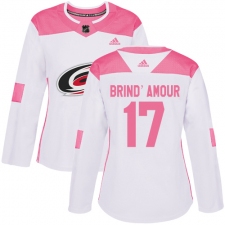 Women's Adidas Carolina Hurricanes #17 Rod Brind'Amour Authentic White/Pink Fashion NHL Jersey