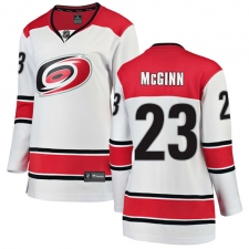Women's Carolina Hurricanes #23 Brock McGinn Authentic White Away Fanatics Branded Breakaway NHL Jersey