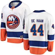 Men's New York Islanders #44 Calvin de Haan Fanatics Branded White Away Breakaway NHL Jersey