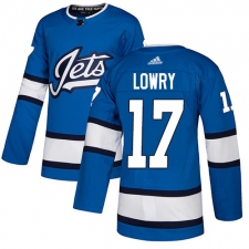 Men's Adidas Winnipeg Jets #17 Adam Lowry Authentic Blue Alternate NHL Jersey