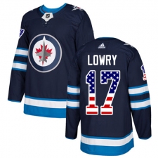 Men's Adidas Winnipeg Jets #17 Adam Lowry Authentic Navy Blue USA Flag Fashion NHL Jersey