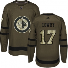 Youth Adidas Winnipeg Jets #17 Adam Lowry Authentic Green Salute to Service NHL Jersey