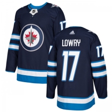 Youth Adidas Winnipeg Jets #17 Adam Lowry Premier Navy Blue Home NHL Jersey