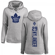 NHL Women's Adidas Toronto Maple Leafs #29 William Nylander Ash Backer Pullover Hoodie