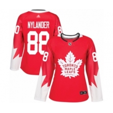 Women's Toronto Maple Leafs #88 William Nylander Authentic Red Alternate Hockey Jersey
