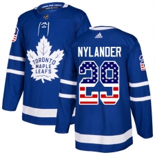 Youth Adidas Toronto Maple Leafs #29 William Nylander Authentic Royal Blue USA Flag Fashion NHL Jersey
