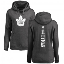 NHL Women's Adidas Toronto Maple Leafs #11 Zach Hyman Charcoal One Color Backer Pullover Hoodie