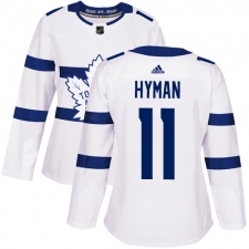 Women's Adidas Toronto Maple Leafs #11 Zach Hyman Authentic White 2018 Stadium Series NHL Jersey