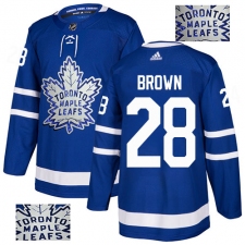 Men's Adidas Toronto Maple Leafs #28 Connor Brown Authentic Royal Blue Fashion Gold NHL Jersey