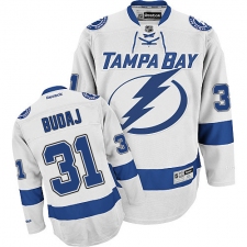 Men's Reebok Tampa Bay Lightning #31 Peter Budaj Authentic White Away NHL Jersey