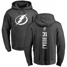 NHL Adidas Tampa Bay Lightning #31 Peter Budaj Charcoal One Color Backer Pullover Hoodie