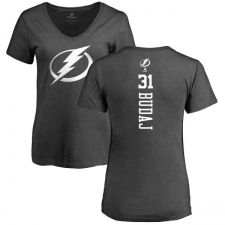 NHL Women's Adidas Tampa Bay Lightning #31 Peter Budaj Charcoal One Color Backer T-Shirt