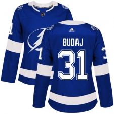 Women's Adidas Tampa Bay Lightning #31 Peter Budaj Authentic Royal Blue Home NHL Jersey