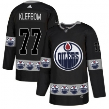 Men's Adidas Edmonton Oilers #77 Oscar Klefbom Authentic Black Team Logo Fashion NHL Jersey