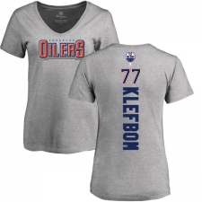 NHL Women's Adidas Edmonton Oilers #77 Oscar Klefbom Ash Backer T-Shirt