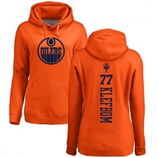 NHL Women's Adidas Edmonton Oilers #77 Oscar Klefbom Orange One Color Backer Pullover Hoodie