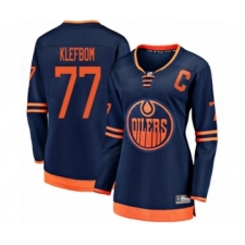 Women's Edmonton Oilers #77 Oscar Klefbom Authentic Navy Blue Alternate Fanatics Branded Breakaway Hockey Jersey