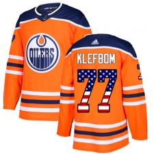 Youth Adidas Edmonton Oilers #77 Oscar Klefbom Authentic Orange USA Flag Fashion NHL Jersey