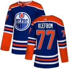 Youth Adidas Edmonton Oilers #77 Oscar Klefbom Authentic Royal Blue Alternate NHL Jersey