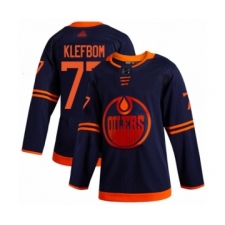Youth Edmonton Oilers #77 Oscar Klefbom Authentic Navy Blue Alternate Hockey Jersey