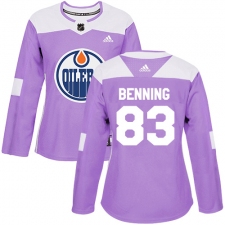 Women's Adidas Edmonton Oilers #83 Matt Benning Authentic Purple Fights Cancer Practice NHL Jersey