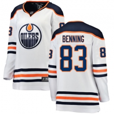 Women's Edmonton Oilers #83 Matt Benning Authentic White Away Fanatics Branded Breakaway NHL Jersey